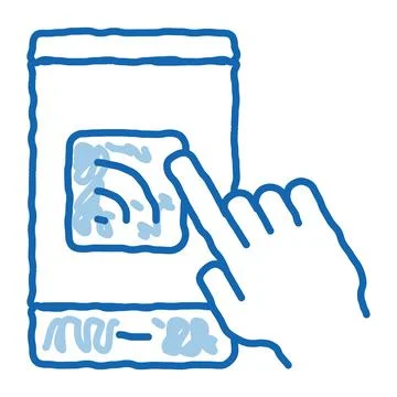 Hand Push Wifi Button doodle icon hand drawn illustration Stockillustratie