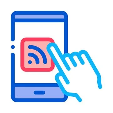 Hand Push Wifi Button Icon Outline Illustration Illustrazione stock