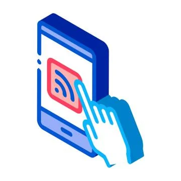 Hand Push Wifi Button isometric icon vector illustration Stock Illustration