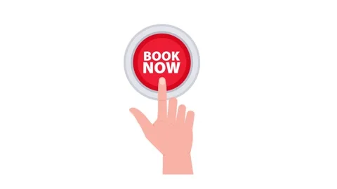 Hand pushing book now button on white and green screen Stock Footage 315006507
