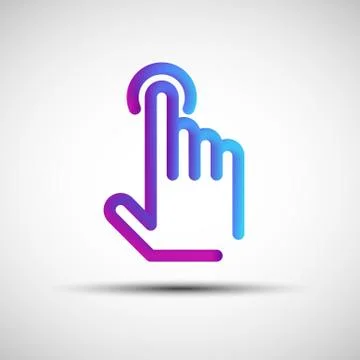 Hand pushing button blended line icon Stock Illustration