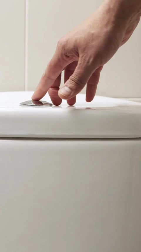 Hand pushing a button to flush Stock-Footage 333701822