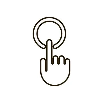 Hand pushing button icon in trendy flat style isolated. Eps 10. Stock Illustration