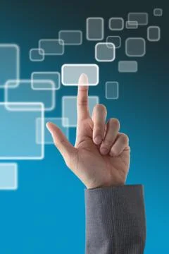 Hand pushing button Stock Illustration