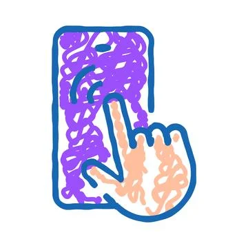 Hand pushing button on mobile device screen 库存插图