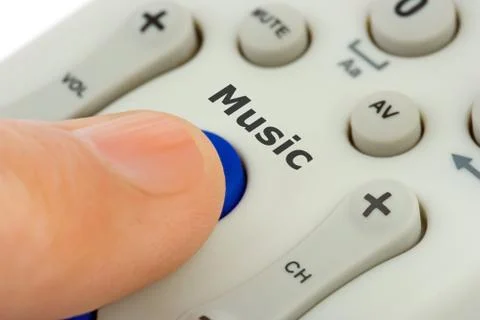 Hand pushing button Music Stock Photos