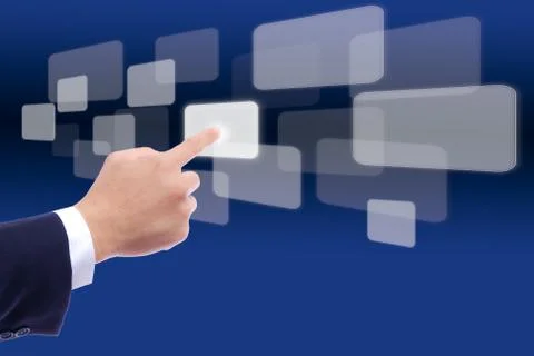 Hand pushing button Stock Photos