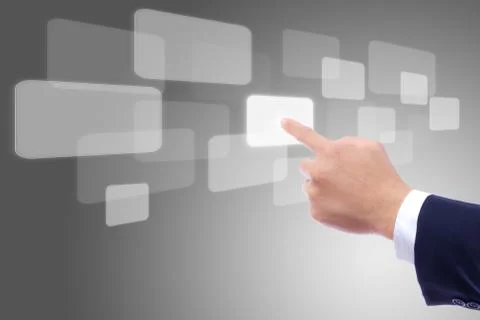 Hand pushing button Stock Photos