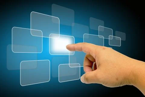 Hand pushing a button Stock Photos