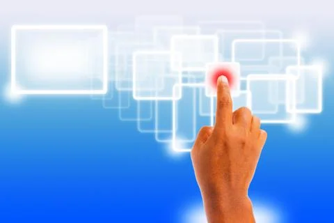 Hand pushing a button Stock Photos