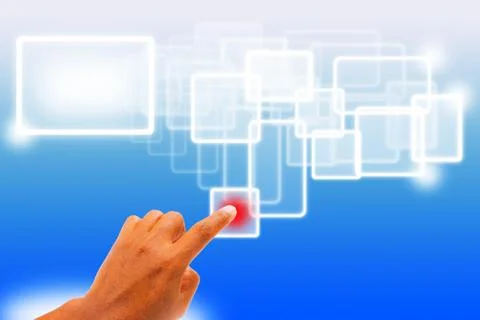 Hand pushing a button Stock Photos