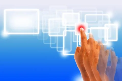 Hand pushing a button Stock Photos