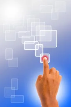 Hand pushing a button Stock Photos
