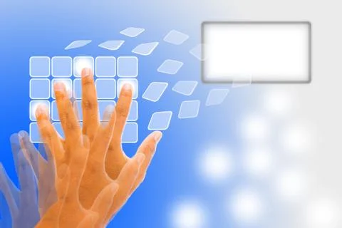 Hand pushing a button Stock Photos