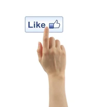 Hand pushing like button Stock Photos