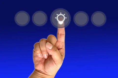 Hand pushing the button Stock Photos