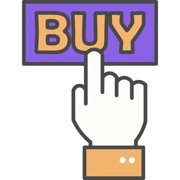 Hand pushing buy button vector icon Stock Illustration