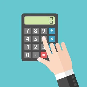 Hand pushing calculator button Stock Illustration