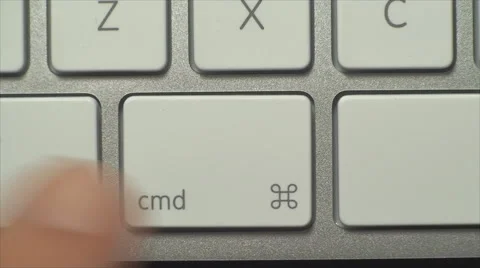 Hand Pushing The Cmd Key, On A White Desktop Keyboard, Technology Stock-Footage 42849463