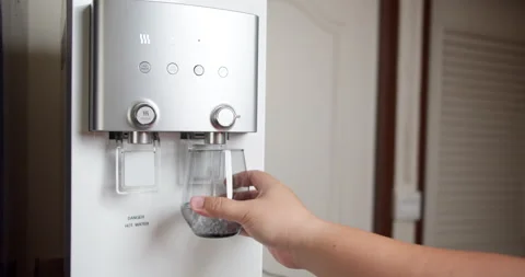 Hand-pushing cup for pure water freshness for a healthy lifestyle. Modern Stock Footage 238495102