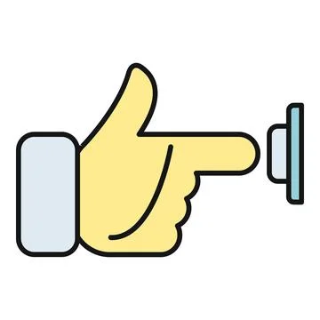 Hand pushing doorbell button digital icon in vector Stock Illustration