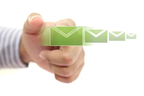 Hand pushing email button Foto stock