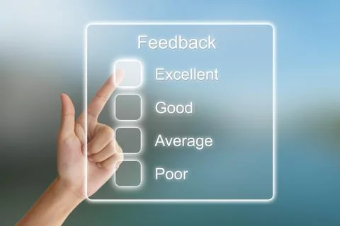 Hand pushing feedback on virtual screen Stock Photos