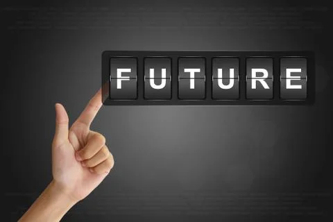 Hand pushing future on flip board Stock Photos