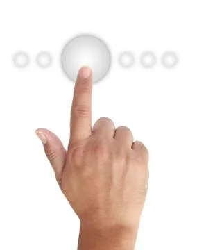 Hand pushing glossy button Stockfoto's