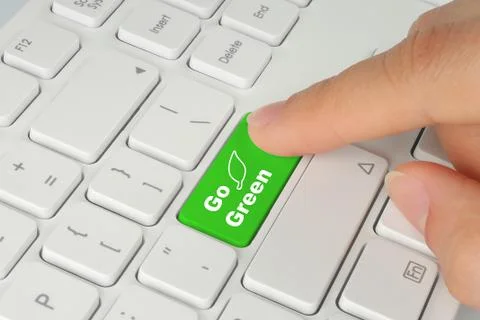 Hand pushing go green button Stock Photos