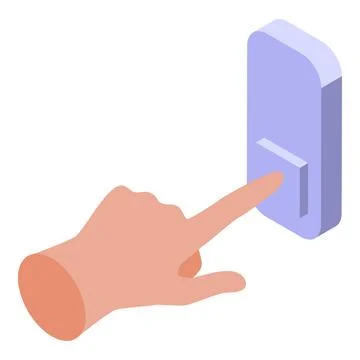 Hand pushing light switch button, turning lights on and off Stock Illustration