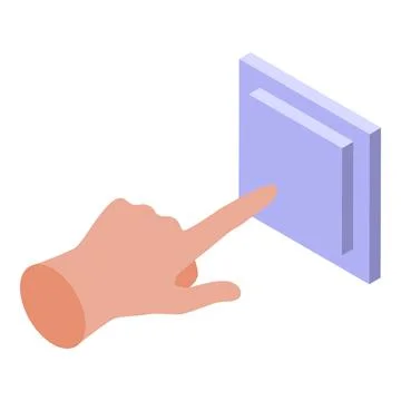 Hand pushing light switch in isometric view イラスト素材