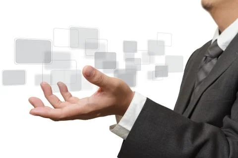 Hand pushing ontouch screen interface Stock Illustration