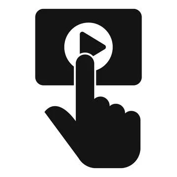 Hand pushing play button on video player interface Illustrazione stock
