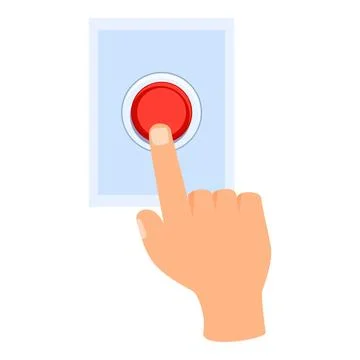 Hand pushing red button on panel Illustrazione stock