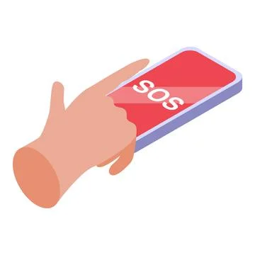 Hand is pushing sos button on smartphone screen Stock Illustration