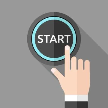Hand pushing start button Stock Illustration