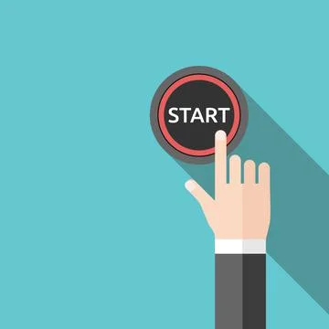Hand pushing start button Stock Illustration