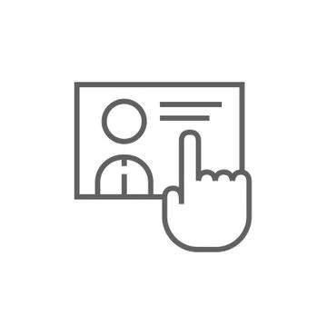 Hand pushing touch screen button line icon Stock Illustration