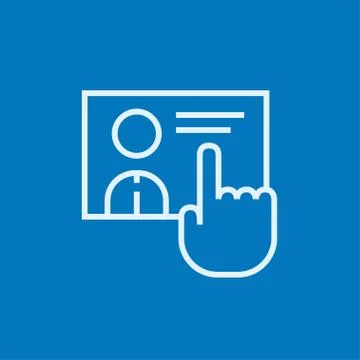 Hand pushing touch screen button line icon Stock Illustration