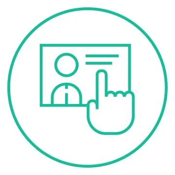 Hand pushing touch screen button line icon Stock Illustration