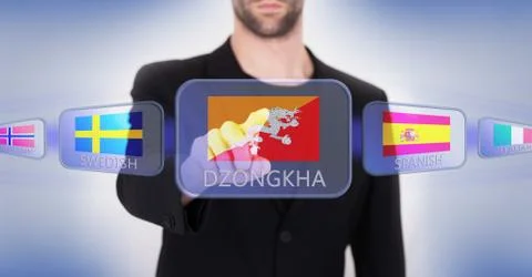 Hand pushing on a touch screen interface イラスト素材