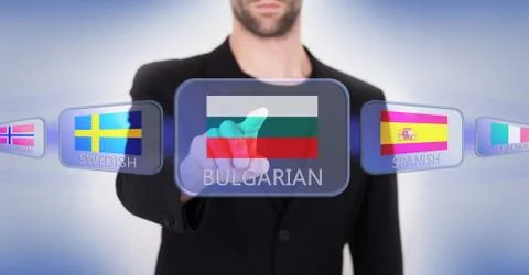 Hand pushing on a touch screen interface 스톡 일러스트