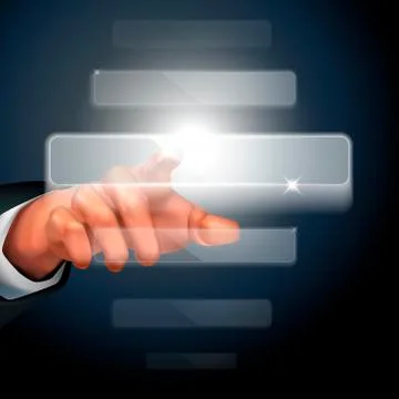 Hand pushing touch screen interface イラスト素材