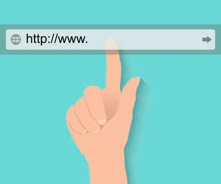 Hand pushing virtual search bar Stock-Illustration