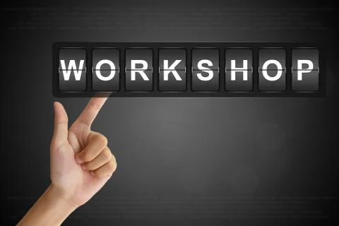 Hand pushing workshop on flip board Stock Illustration