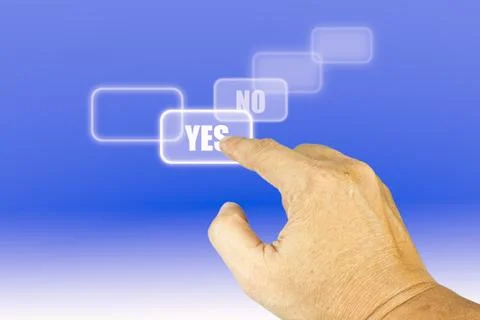 Hand pushing yes button Stock Photos
