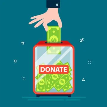 Hand puts dollar in donation box. charity from the rich Stock Illustration