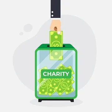 Hand Puts Dollar Donation Box Charity Stock Illustration