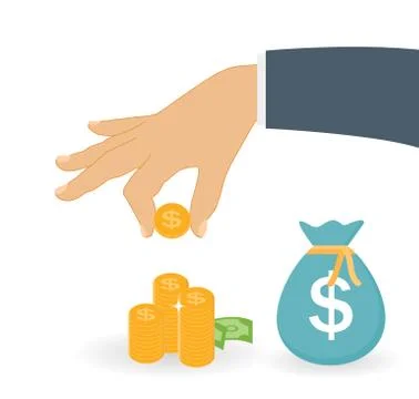Hand Puts Gold Coin - Contribution to the Future.   Illust Stock Illustration
